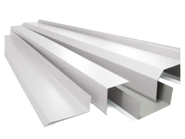 A metal flashing on a white background