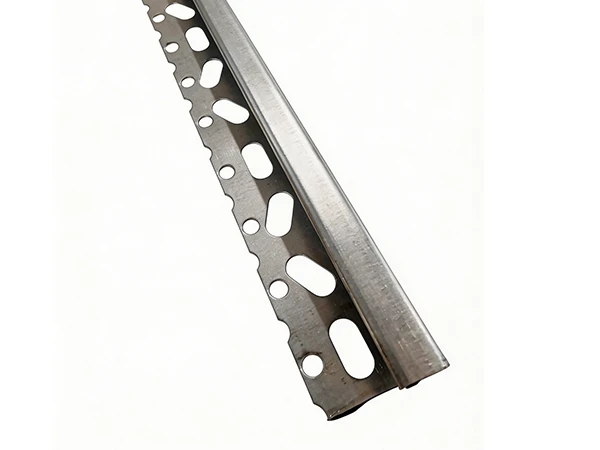 A plasterboard edge bead on a white background