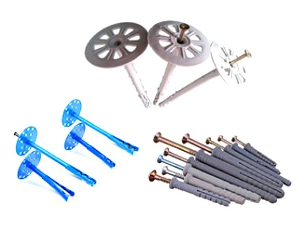 Plastic insulation nails in various types