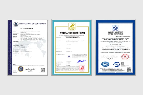 Three certification certificates